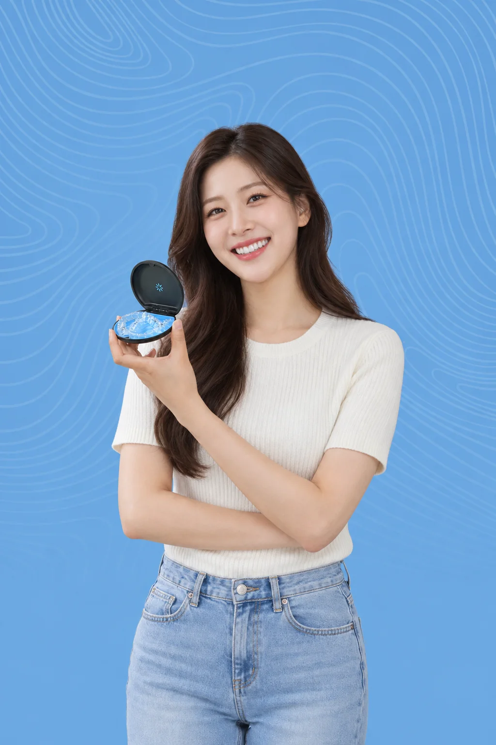 인비절라인 투명교정 장치를 착용한 모습 — 부산 뉴욕치과